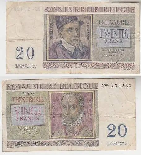 20 Frank Banknote Belgien Belgique Belgie 03.04.1956 (115771)