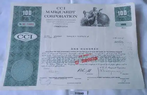 100 Dollar Aktie USA CCI Marquardt Corporation Delaware 13.Januar 1970