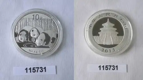10 Yuan Silber Münze China Panda 1 Unze Feinsilber 2013 Stgl. (115731)