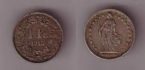 1 Franc Silber Münze Schweiz 1913 (115777)