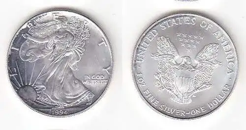 1 Dollar Silber Münze Silver Eagle USA 1994 1 Unze Feinsilber  (114148)