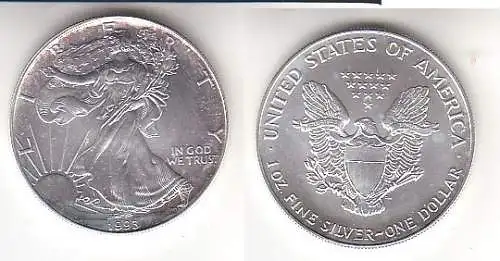 1 Dollar Silber Münze Silver Eagle USA 1993 1 Unze Feinsilber  (114721)