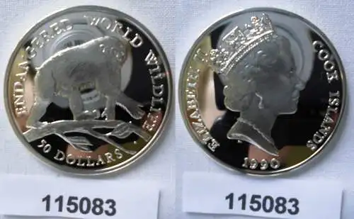 50 Dollar Silber Münze Cook Inseln 1990 bedrohte Tierwelt Schimpanse (115083)