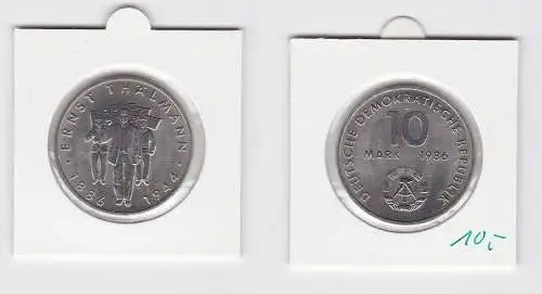 DDR Gedenk Münze 10 Mark Ernst Thälmann 1986 Stempelglanz (133377)