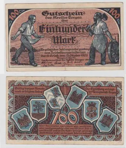 100 Mark Banknote Kreis Torgau 13.Oktober 1922 (129779)