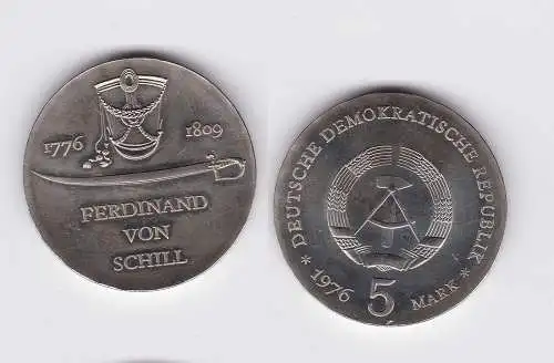 DDR Gedenk Münze 5 Mark Ferdinand von Schill 1976 (117888)