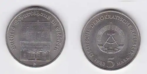 DDR Gedenk Münze 5 Mark Luthers Geburtshaus in Eisleben 1983 (122023)