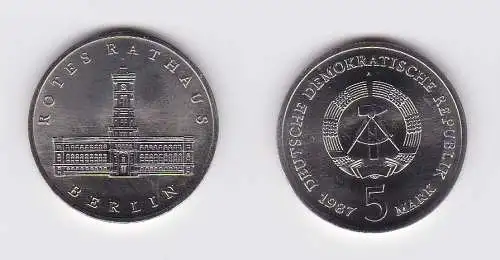 DDR Gedenk Münze 5 Mark Berlin Rotes Rathaus 1987 (119696)