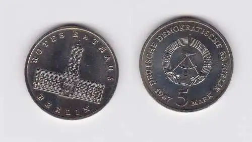 DDR Gedenk Münze 5 Mark Berlin Rotes Rathaus 1987 (121394)