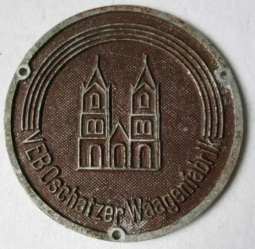 Typen Reklame Metall Plakette VEB Oschatzer Waagenfabrik (116639)