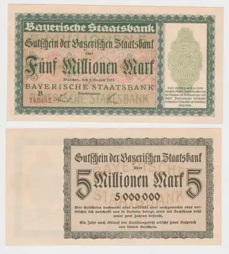 5 Million Mark Banknote Bayerische Staatsbank München 1. August 1923 (114793)