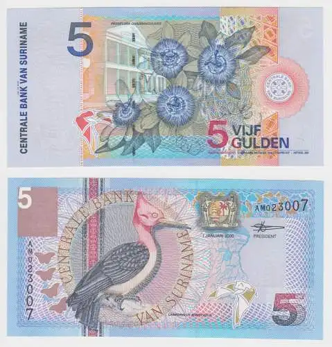 5 Gulden Banknote Suriname 2000 Pick 146 bankfrisch UNC (153306)