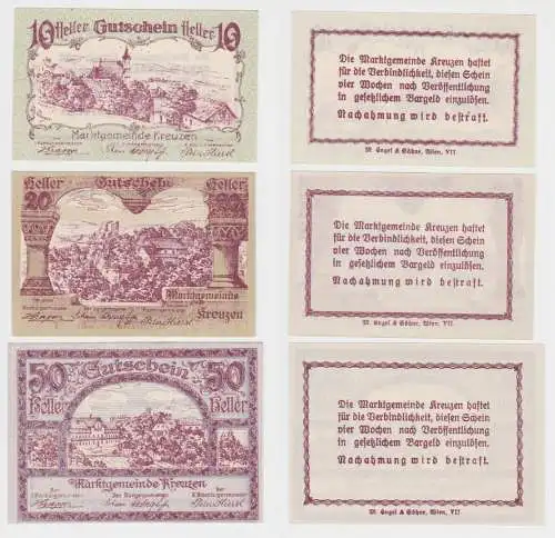 10, 20 und 50 Heller Banknoten Kreuzer (133097)
