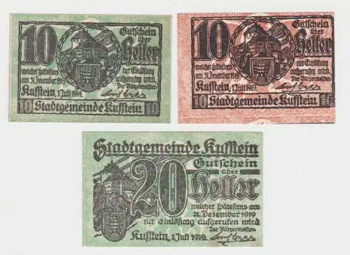 2x 10 und 1x 20 Heller Banknoten Kufstein 01.07.1919 (130655)