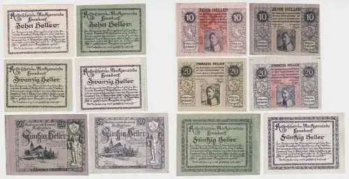 6x 10, 20 und 50 Heller Banknoten Gemeinde Loosdorf 1920 (139816)