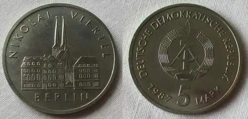 DDR Gedenk Münze 5 Mark Berlin Nikolai Viertel 1987 (120002)