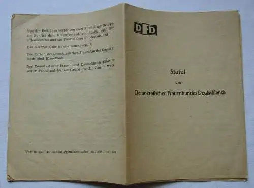 DDR Statut des Demokratischen Frauenbundes Deutschlands DFD 1952 (125601)