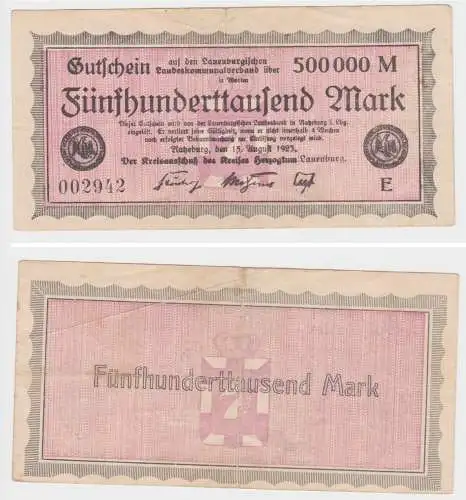 500000 Mark Banknote Kreisausschuß des Herzogtum Lauenburg 15.8.1923 (153981)
