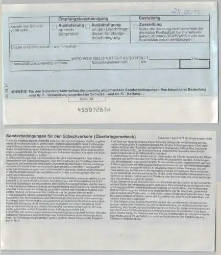 BRD Blanko Schecks (Überbringerscheck) 08/1990  (147049)