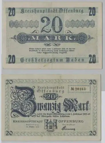 20 Mark Banknoten Kreishauptstadt Offenburg 22.Oktober 1918 (141729)
