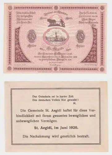 10 Heller Banknote Sankt Aegidi Juni 1920 (154670)