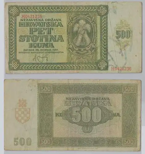 500 Kuna Banknote Kroatien 26.05.1941 Pick 3 (153273)