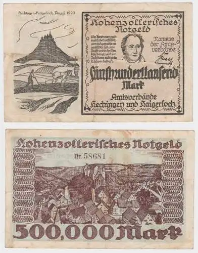 500000 Mark Banknote Hohenzollersches Notgeld  August 1923 (153942)