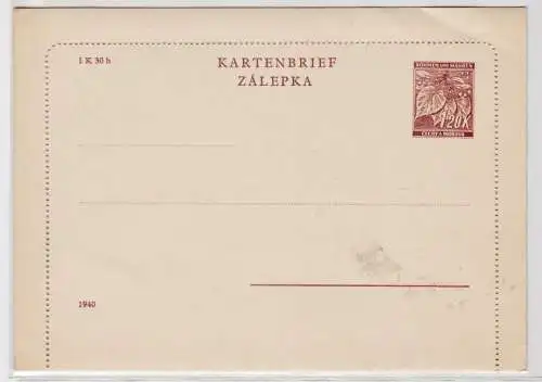 96871 Ganzsachen Kartenbrief Baöhmen und Mähren 1,20 Kronen 1940