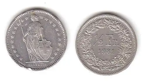 1/2 Franken Nickel Münze Schweiz 1981 (114586)