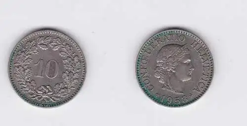 10 Rappen Kupfer Nickel Münze Schweiz 1958 B (117975)