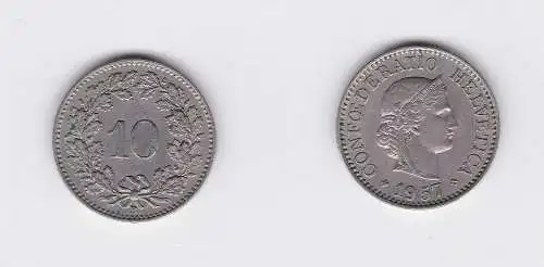 10 Rappen Kupfer Nickel Münze Schweiz 1957 B (117980)