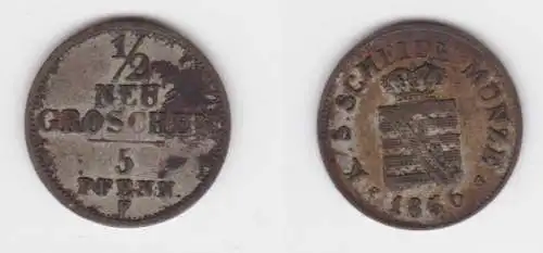 1/2 Neu Groschen Silber Münze Sachsen 1856 F ss  (142974)