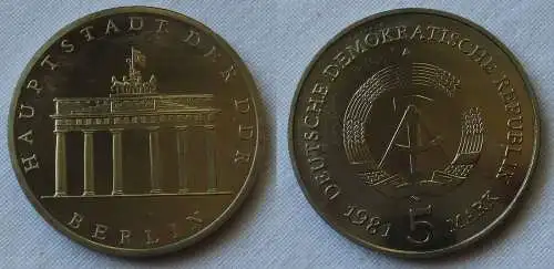 DDR Gedenk Münzen 5 Mark Brandenburger Tor 1981 Stempelglanz (133845)