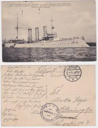 901285 Feldpost Ak kleiner Kreuzer S.M.S. Leipzig 1915