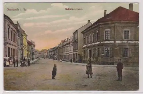900175 Ak Groitzsch in Sachsen Bahnhofstraße Gasthof zum Kronprinz 1910