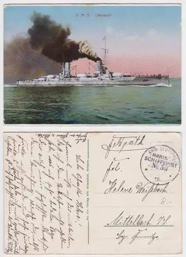 901401 Feldpost Ak Kriegsschiff S.M.S. "Kaiserin" mit MSP Nr.59, 1915