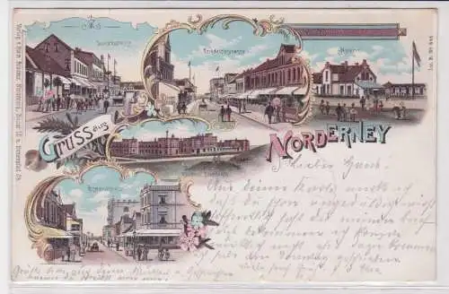 902148 Ak Lithographie Gruß aus Norderney Molkerei, Seehospiz usw. 1899