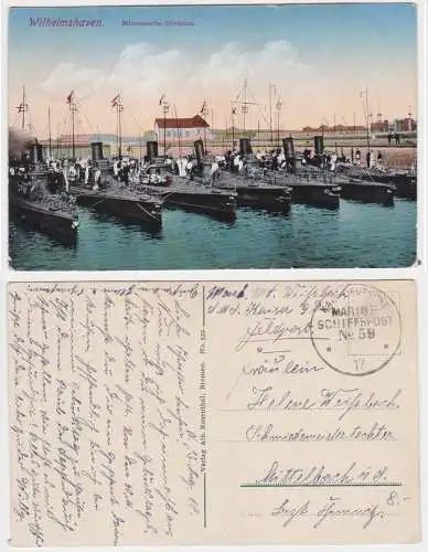 901396 Feldpost Ak Wilhelmshaven Minensuchs Division MSP 59, 1917