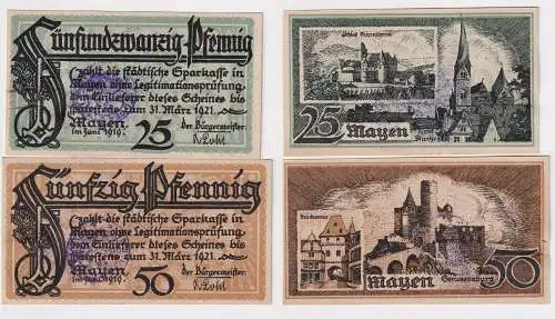25 und 50 Pfennig Banknoten Notgeld Städt. Sparkasse Mayen 1921 (168535)