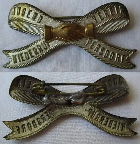 altes Blech Abzeichen Jugend Verein Niederrup Persdorf um 1910 (132906)