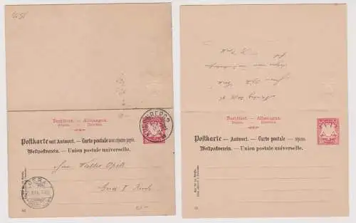 900142 Antwort Ganzsachen Postkarte Bayern 10 Pfennig 1896