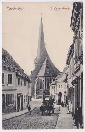67901 Ak Sandersleben Bernburger Strasse mit Pferdefuhrwerk 1912