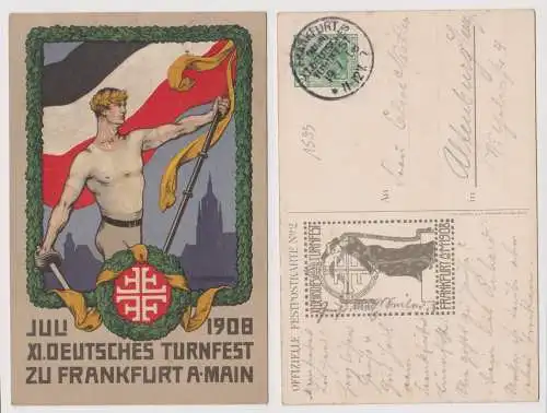 99177 Ganzsachen Postkarte XI.Dt.Turnfest zu Frankfurt am main 1908