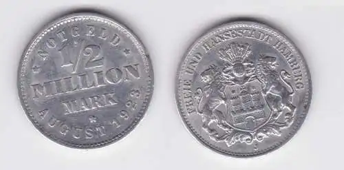 1/2 Million Mark Aluminium Münze Freie Hansestadt Hamburg 1923 (109533)