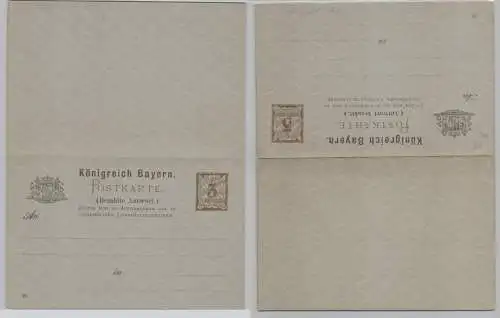 50754 GS Postkarte mit Antwort P39 Bayern 3 Pfennig um 1895