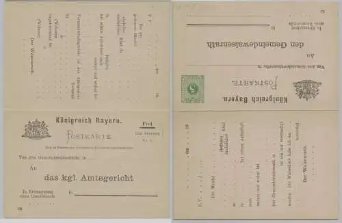 92063 GS Postkarte mit Antwort DPB2 Bayern 5/0 Pfennig um 1902