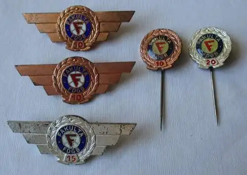 5 x DDR Abzeichen Anstecknadeln FDGB Fakulta für 10, 15 und 20 Jahre (112508)
