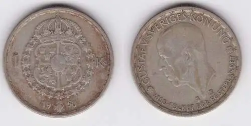 1 Krone Silber Münze Schweden 1950 (161709)