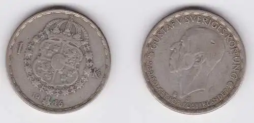 1 Krone Silber Münze Schweden 1946 (161713)