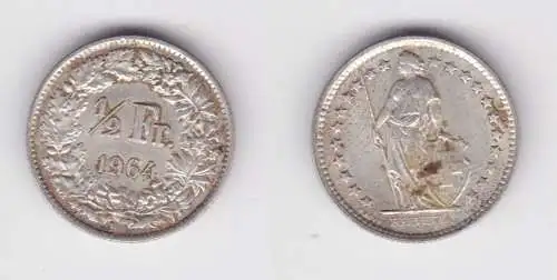 1/2 Franken Silber Münze Schweiz 1964 B (160936)